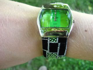 green,silver,watch
