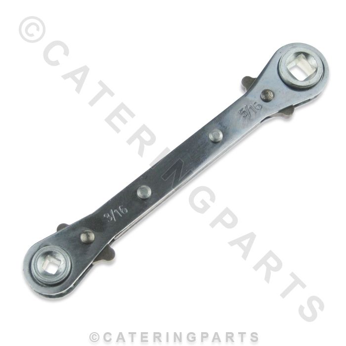 SQUARE DRIVE RATCHET VALVE SPANNER 4 IN 1 IMPERIAL SIZES 1/4" 3/8" 3/16