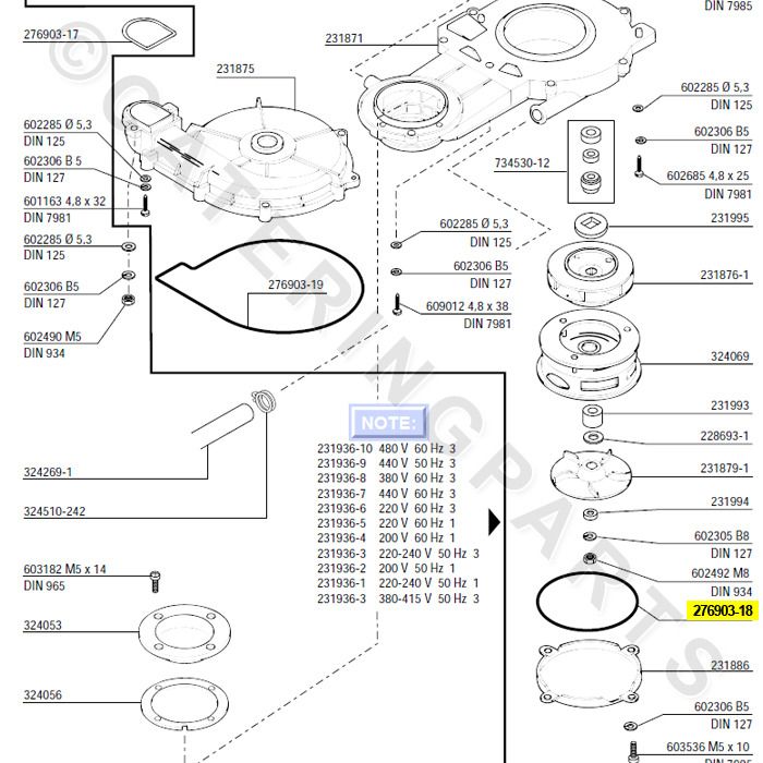 HOBART 27690318 RUBBER O RING GASKET 103mm GX FX HX SERIES DISHWASHER