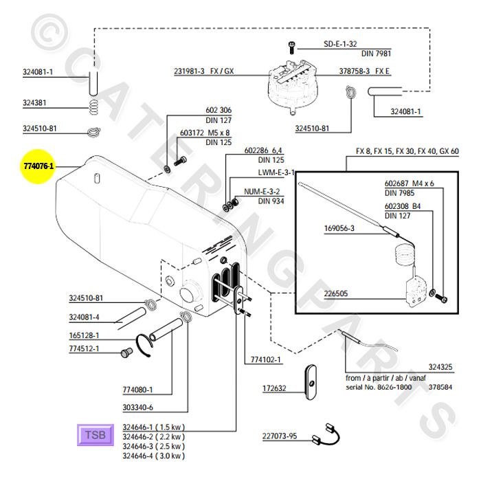 HOBART 7740761 STEEL BOILER TANK HOUSING FX GX HX SERIES DISHWASHER