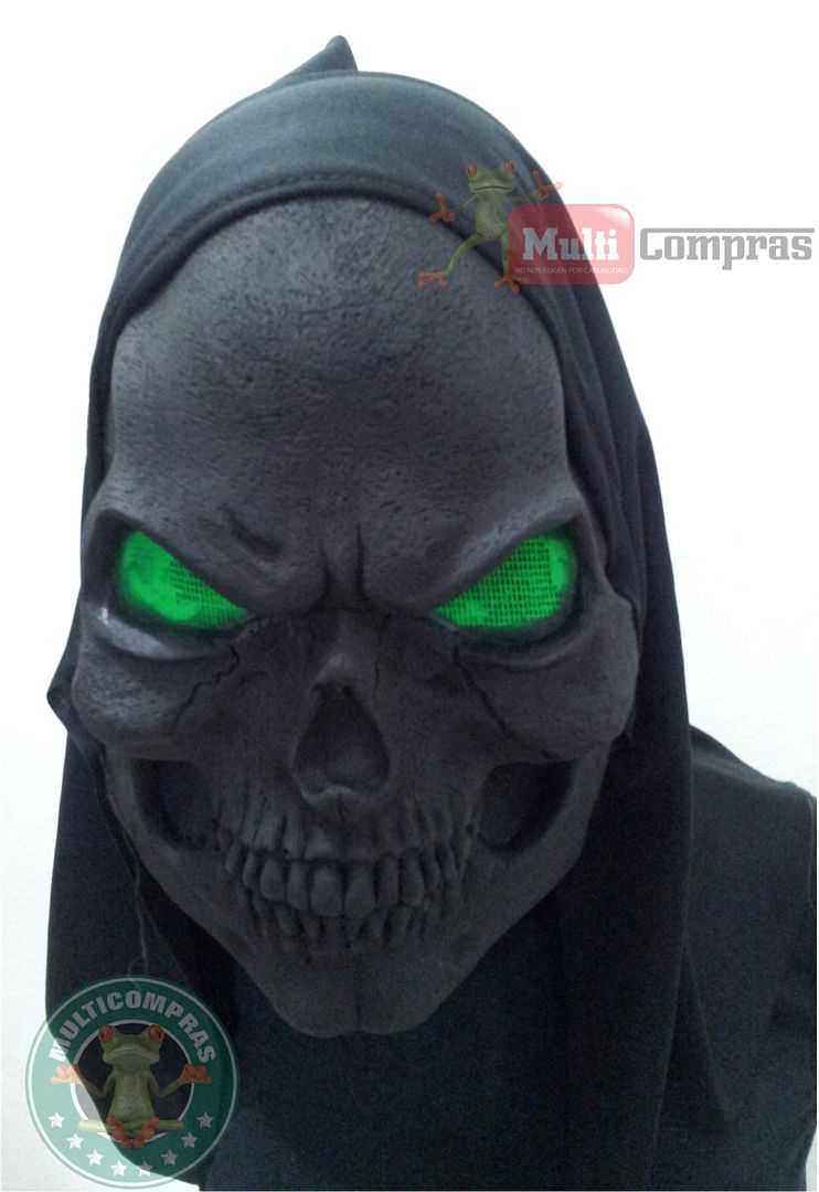 Mascara de la Muerte Ojo Verde con capucha super tetrica halloween disfraz cosplay multi compras mercadolibre mercadopago www.multicomprasmx.com