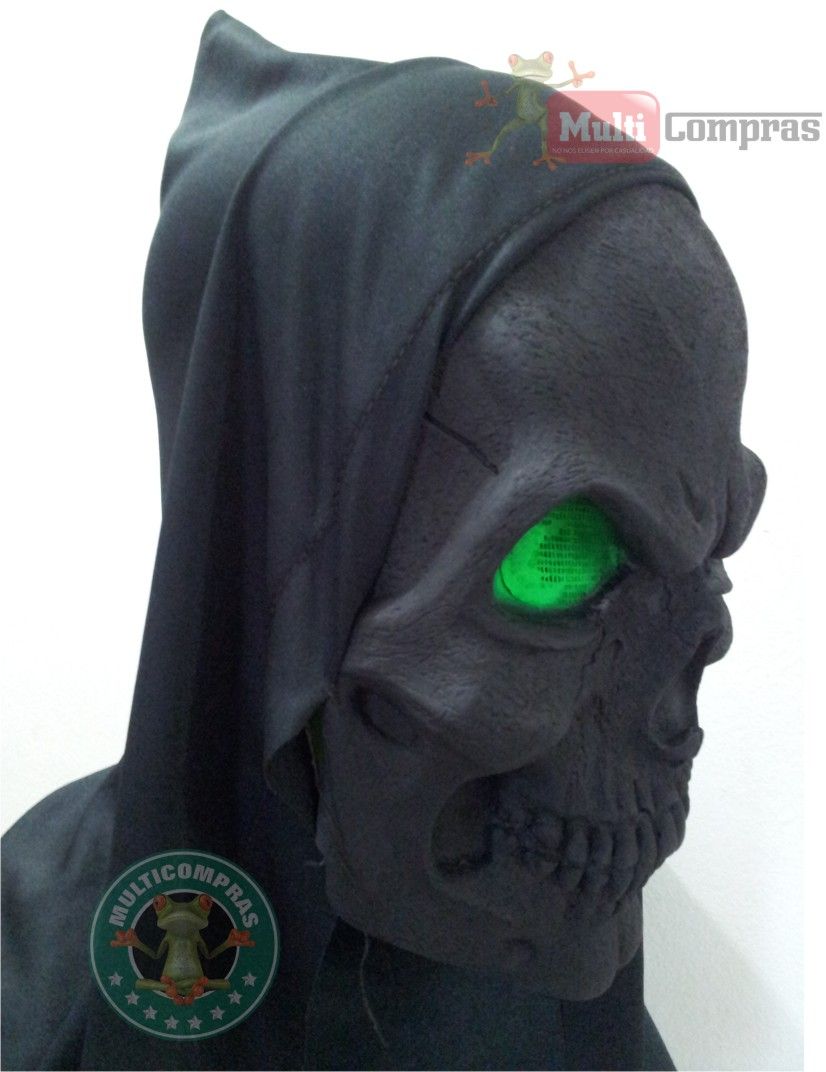 Mascara de la Muerte Ojo Verde con capucha super tetrica halloween disfraz cosplay multi compras mercadolibre mercadopago www.multicomprasmx.com