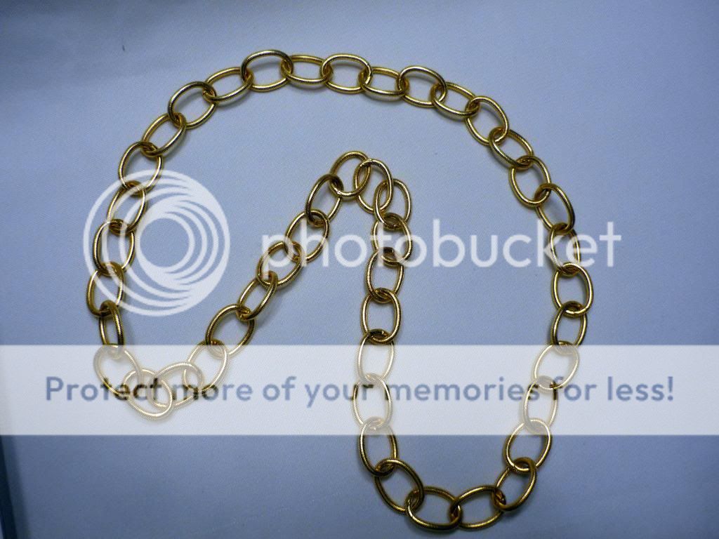 STUNNING CHUNKY CHAIN LINK GOLD TONE S NECKLACE IN BOX 30 